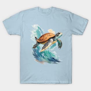 Ocean Majesty: Realistic Sea Turtle T-Shirt